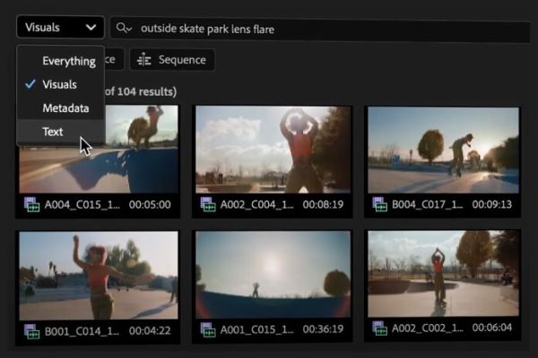 Adobe Premiere Pro теперь находит видео в медиатеке по описанию